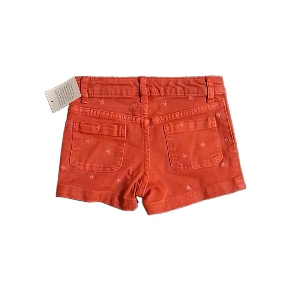 NWT Cat & Jack Toddler Girls Red Star Embroidered Denim Shorts Size 4T Summer